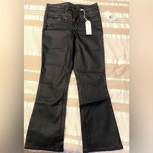 Leather-like kick crop mid rise jeans